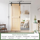 ROYMELO 32x84 inch Sliding Barn Wood Door Slab with 5.5ft Hardware Kit, Requires Simple DIY Assembly ROYMELO