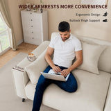 VOHOBY 82" Sofa Couch for Living Room, Modern Comfy Sofa with Extra Depth Seat and 2 Throw Pillow | 2 Armrest Pillow, 3 Seater Chenille Couches for Living Room Small Space, White VOHOBY