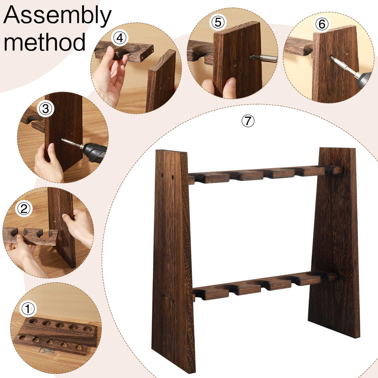 Lineshading 2 Pcs Champagne Flute Glass Holder Stand Wooden Wine Glass Holder Champagne Wall Stand 2 Tier Rack with 20 Slots Drink Tower Shelf for Wedding Party Display Cabinet Lineshading