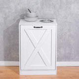 Zedesey 13 Gallon Wooden Tilt Out Trash Cabinet Hidden Trash Can Kitchen Recycling Cabinet Laundry Cabinet for Kitchen, Living Room (White) Zedesey