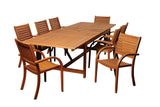 Amazonia Arizona 9-Piece Patio Rectangular Extendable Dining Table Set | Eucalyptus Wood | Ideal for Outdoors and Indoors Amazonia