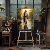 Natuyalo Paint by Numbers Kit for Adults Beginners and Kids, 16" Wx20 L Canvas Pictures Drawing Acrylic Paintwork with 3 Pcs Paintbrushes, Jesus Walking in The Rriver Natuyalo