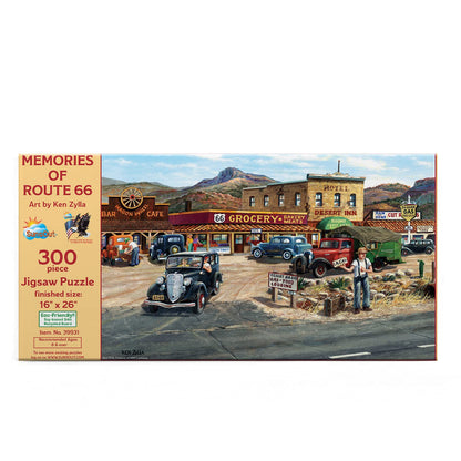 SUNSOUT INC - Memories of Route 66-300 pc Jigsaw Puzzle by Artist: Ken Zylla - Finished Size 16" x 26" - MPN# 39931