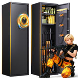 10-12 Gun Safe Biometric,Gun Safe for Rifles and Pistols No Assembly Required, Larage Gun Cabinet With 3 Pistol Pouches Alarm,Gun Locker for Shotguns Fingerprint Adjustable Shelves & Gun Racks FFVVGH