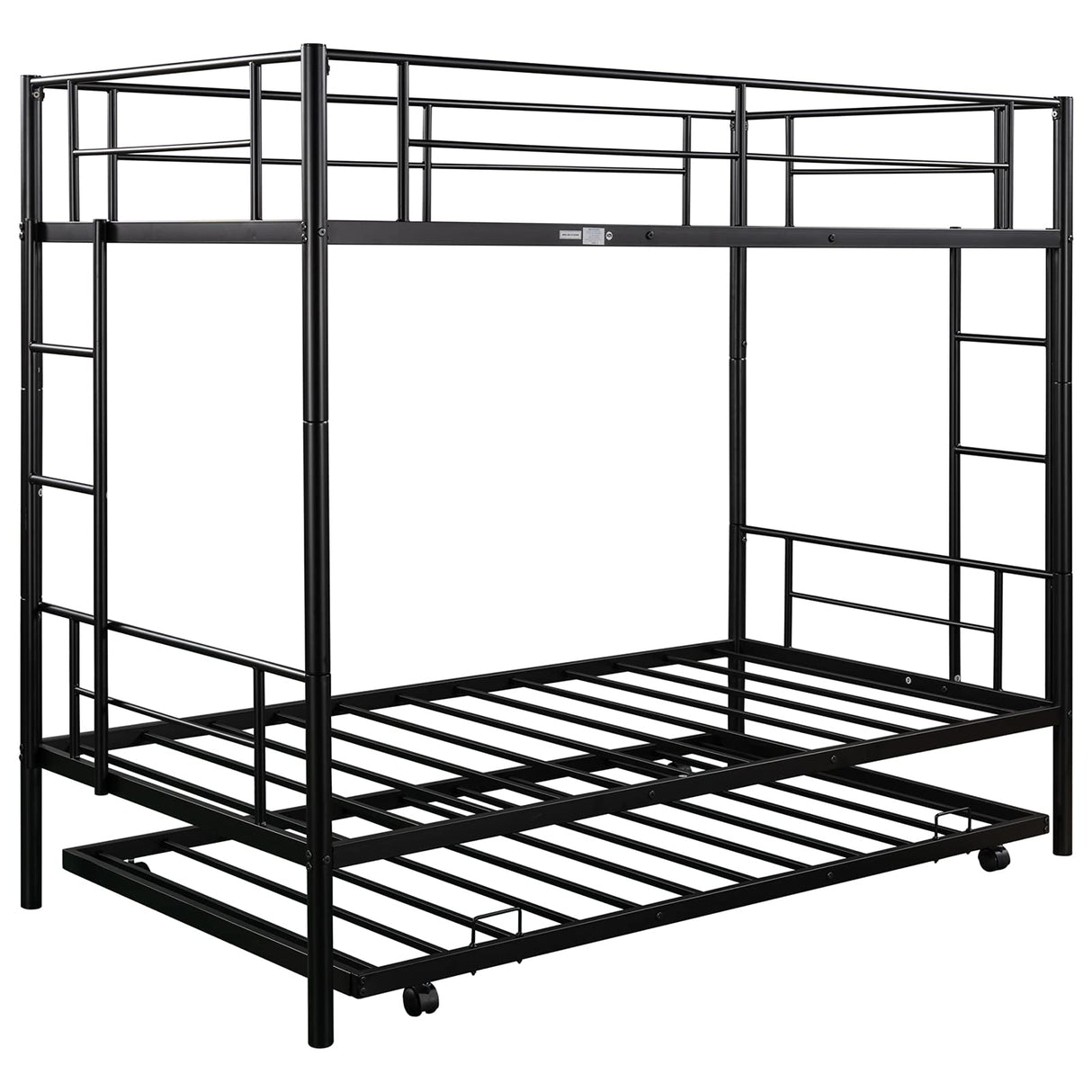 GNIXUU Metal Bunk Bed with Trundle Twin Over Twin Modern Bunk Beds with Slats Heavy Duty Bunkbed Frame for Adults,Teens,Boys and Girls. (Black) GNIXUU