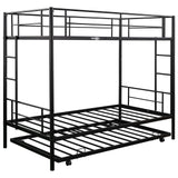 GNIXUU Metal Bunk Bed with Trundle Twin Over Twin Modern Bunk Beds with Slats Heavy Duty Bunkbed Frame for Adults,Teens,Boys and Girls. (Black) GNIXUU