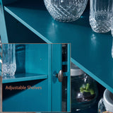 Daxue 60”W Blue Console Table Sofa Table Wood Sideboard with Adjustable Shelves and Doors, Accent Table for Entryway Living Room Hallway Kitchen Storage Cabinets, TV Stand for 75 inch tv, Teal Finish Daxue