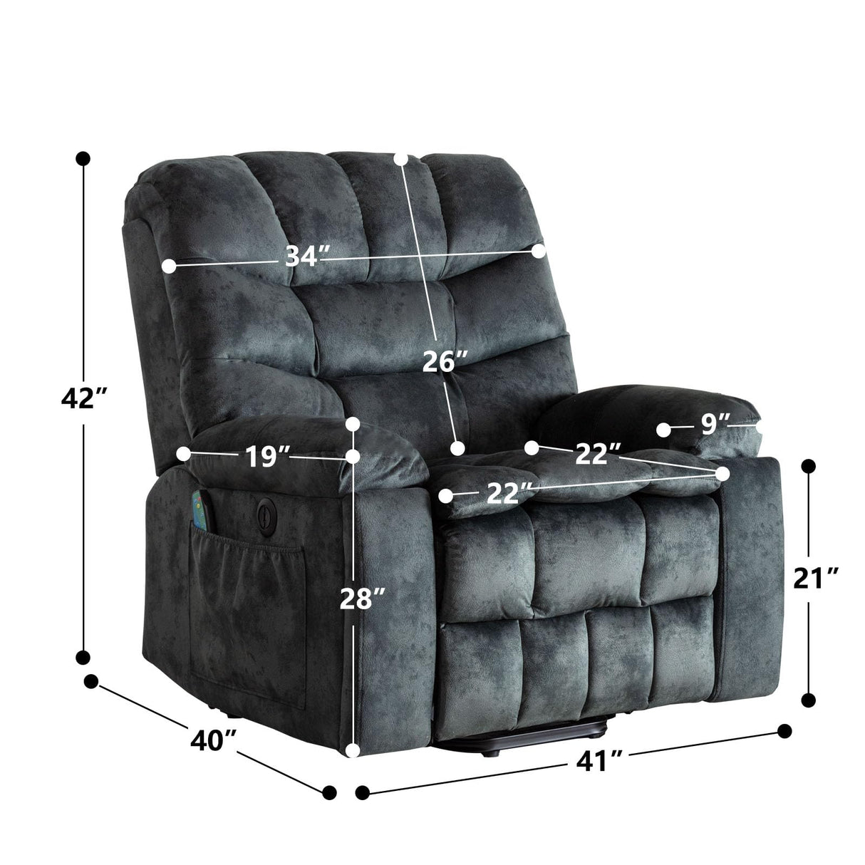 IOMOR Large Power Lift Recliner with Massage and Heat for Elderly, Heavy Duty & Safety Motion Reclining Mechanism, Ergonomic Electric Wider Chair with USB Port, 2 Hidden Cup Holders (1, Grey Green) IOMOR