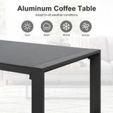 FansaFurn Aluminum Patio Outdoor Coffee Table with Tempered Glass Desktop, U-Frame Modern Patio Coffee Table with Adjustable Feet for Outdoor, Grey FansaFurn