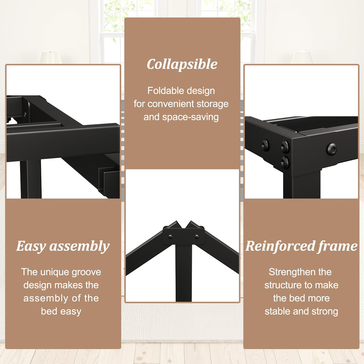 TUYOHW Twin Bed Frame with 18 Inch Tall Underbed Storage Space, Metal Bed Frame with Max 2000LBS Heavy Duty Metal Slat Support, DIY Headboard Holes, No Box Spring Needed, Easy Assembly, Black TUYOHW