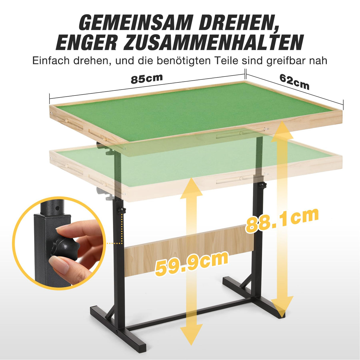 FUNTOK 1500 Piece Puzzle Table with Legs for Adults, Portable Wooden Puzzle Board Table with Drawers, Adjustable Height, 4-Tilting-Angle, Transparent Cover, Non-Slip Felt Surface, Present for Mom FUNTOK