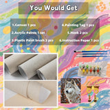 TINDAY Wolf Paint by Numbers Kit for Adults Paint by Numbers for Adults Beginner Painting by Number Kits for Adult on Canvas Acrylic Painting Home Decor Wall Decor Prefect for Gift 16x20 in TINDAY