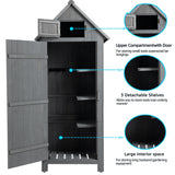 Outdoor Storage Cabinet, Garden Wood Tool Shed, Outside Wooden Shed Closet with Shelves and Latch for Yard, Patio, Deck and Porch,30.3”L X 21.3”W X 70.5”H (Grey) Anwick