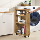 Tribesigns Slim Storage Cart, Rolling Narrow Kitchen Cart on Wheels for Small Place, 4-Tier Slide Out Slim Utility Cart Skinny Laundry Cart with Handle for Kitchen, Bathroom, Laundry (Farmhouse) Tribesigns