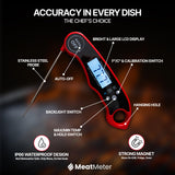 MeatMeter Digital Meat Thermometer for Grill/Cooking Fast Instant Read Waterproof Magnetic Probe Thermometer w/Backlight and Display for Kitchen, BBQ, Frying, etc. Chicken, Steak,or Burgers, Red MeatMeter