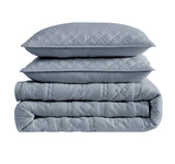 WDCOZY Boho Blue Grey Quilt King Size Bedding Sets with 2 Pillow Shams, Farmhouse Lightweight Soft Bedspread Coverlet for All Season, 3 Pieces, 104x90 inches WDCOZY