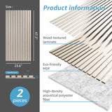 Art3d 2 Wood Slat Acoustic Panels for Wall and Ceiling - 3D Fluted Sound Absorbing Panel with Wood Finish - White Elm Art3d