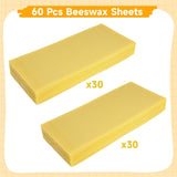60-Pack Beeswax Sheets, 16-1/3 inch x 7-2/3 inch,Beehive Wax Foundation, Beeswax Foundation Sheet, Beeswax for Candle Making Beekeeping Varku
