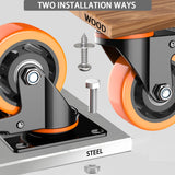 3 inch Casters Wheels, Heavy Duty Casters Set of 4, No Noise Industrial Casters Load 1600lbs with Brake, Swivel Industrial Plate Casters, Wheels for Cart Furniture(2 Hardware Kits & Gloves) LUTUMEI