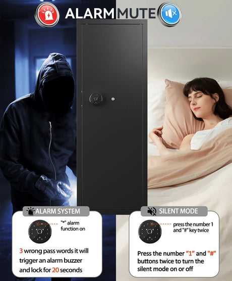 10-13 Gun Safe, Gun Safe for Rifles and Pistols, Gun Safes for Home Rifle and Pistols, Biometric Fingerprint Security, Fingerprint Gun Cabinet for Rifles and Password Lock Xyvaly