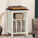Joaxswe Record Player Stand with Vinyl Record Storage,White Record Player Table Holds up to 160 Albums,Large Wood Turntable Stand Cabinet Dispaly Shelf for Living Room,Bedroom,Office Joaxswe