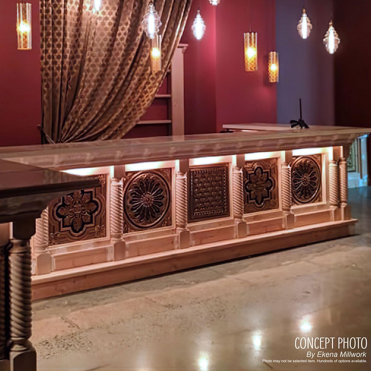 Ekena Millwork COL05X05X35KERW Kent Raised Panel Cabinet Column (Top Block: 6", Bottom Block: 7"), 5"W x 5"D x 35 1/2"H, Rubberwood Ekena Millwork