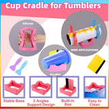 4 Size Tumbler Clamp for Sublimation,Silicone Cup Cradle for Crafting Tumblers,Sublimation Cup Holder Clamp for 15oz 20oz 30oz 40ozCups,Mug Clamps for Sublimation(4Size(15/20/30/40.OZ)+Cradle) WAQONUY