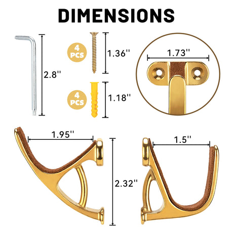 LOIUO Gun Rack Storage Wall Mount Rifles Shotgun Hooks Horizontal Metal Hangers for Storing Shotguns Rifles Archery Bow Heavy Duty Steel (Gold) LOIUO