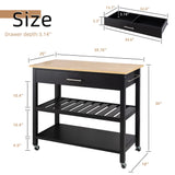 Shintenchi Kitchen Island Cart with Storage,Rolling Kitchen Island Side Table on Wheels with Large Worktop,Storage Cabinet,Towel Rack,Drawers and Open Shelves for Kitchen,Dinning Room,Black Shintenchi
