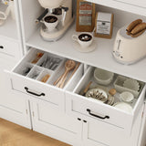 HOSTACK 71“ Tall Kitchen Pantry Storage Cabinet, Modern Kitchen Hutch Bar Cabinet with Microwave Stand, Wood Buffet Sideboard with Hutch, Cupboard with Drawers, Shelves for Dining Room, White HOSTACK