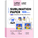 Sublimation Paper Heat Transfer Paper 100 Sheets 8.5" x 11" 125 gsm for Any Epson Sawgrass Ricoh Inkjet Printer with Sublimation Ink for DIY T shirt Mugs Printers Jack