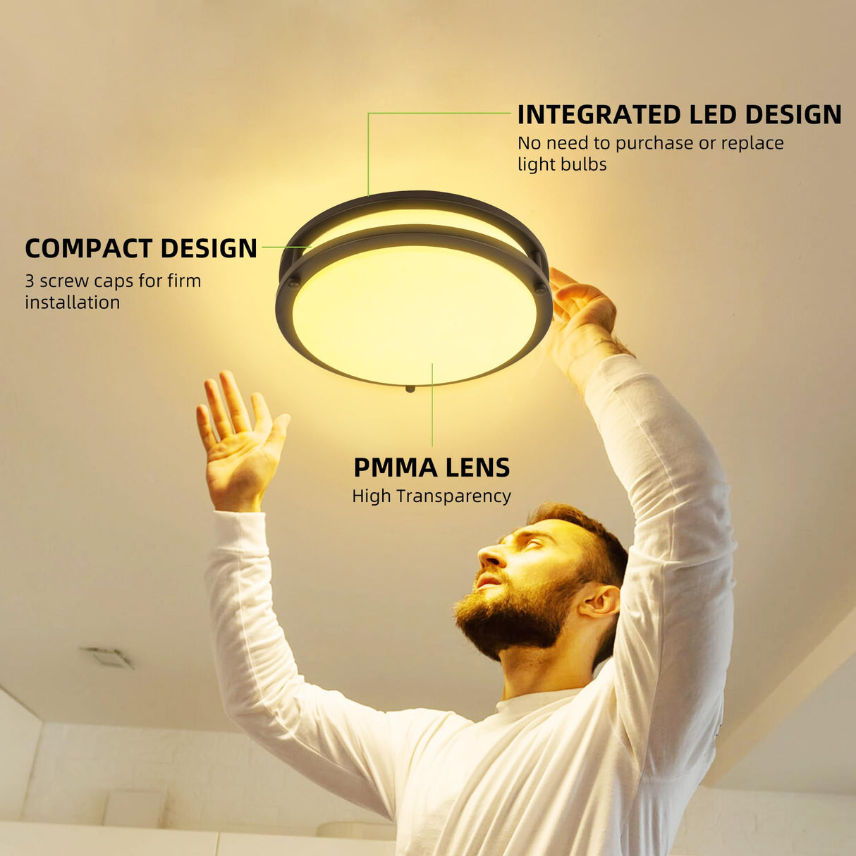 13 inch Flush Mount LED Ceiling Light Fixture, 2700K/3000K/3500K/4000K/5000K Adjustable Ceiling Lights, Oil Rubbed Bronze Saturn Dimmable Lighting for Hallway Bathroom Kitchen or Stairwell, ETL Listed hykolity