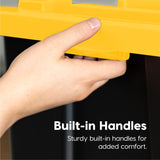 IRIS USA 12 Gallon Heavy Duty Truck Bed Toolbox Storage Tote Bins with Lids, 4 Pack - Made in USA, Tough Snap On Lockable Lid Stackable Industrial Rugged Tubs, Garage Organization Box - Black/Yellow Iris Ohyama