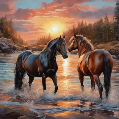 Diamond Art Kits for Adults Clearance: Horse Diamond Art Painting Full Round Drill DIY 5D Painting - 11.8x11.8 Inch Premium Canvas - Complete Set with Tools & Tray - Relaxing Craft Gift for Beginners