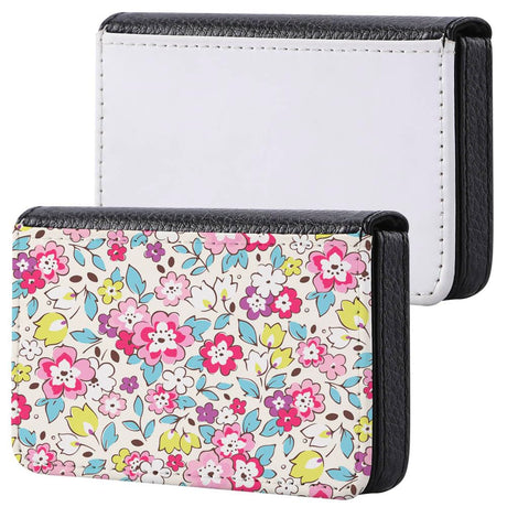 ZUYYON 2 Pcs Sublimation Blank Business Card Holder PU Leather Name Card Case Pocket Heat Transfer Blank Card Carrier Case Wallet with Magnetic Shut for Men Women ZUYYON