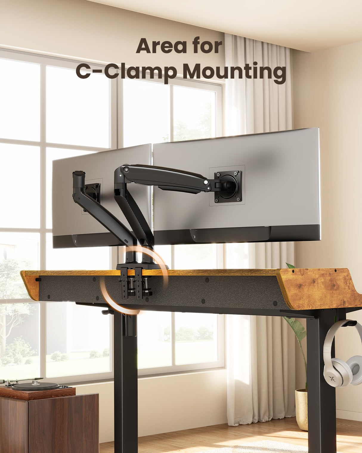 ErGear Electric Standing Desk with Drawers, 40″ x 24″ Gaming Desk with Monitor Stand, C-Clamp Mount Compatible, Home Office Height-Adjustable Desk with Storage Shelf, 4 Preset Heights, Vintage Brown ErGear