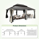 GREEN PARTY 14 X 20ft Hardtop Gazebo with Nettings and Curtains, Heavy Duty Double Roof Galvanized Steel, Outdoor Aluminum Gazebos Pergolas for Patios, Backyard, Deck, Garden, Lawns GREEN PARTY