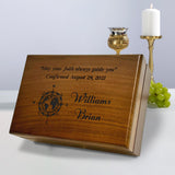 Engraved Confirmation Wooden Box, Compasses with Scripture for First Communion Keepsake Box, Baptism Gift for Godchild, Bible Verse Gift Aspera Design