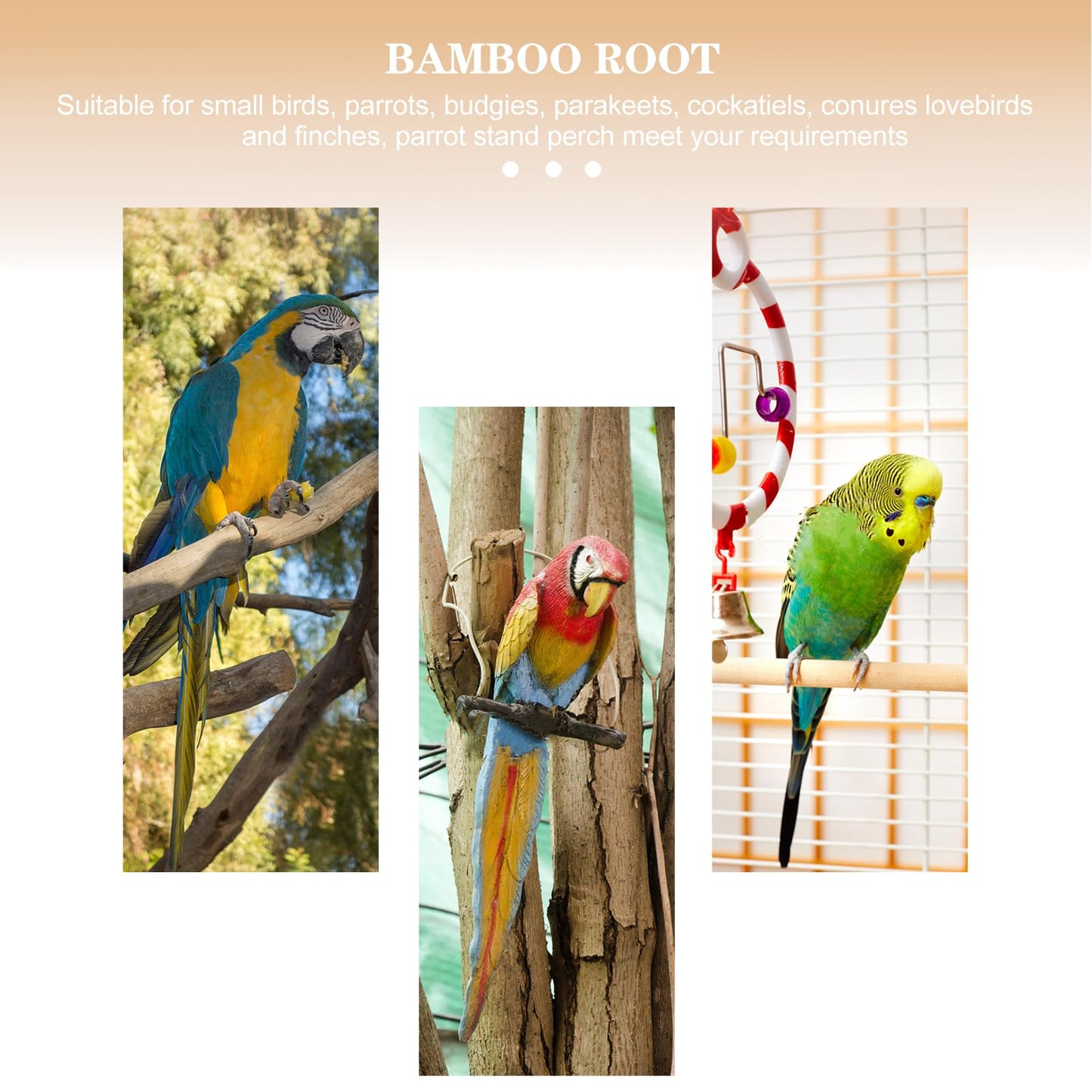 LOGOFUN Parrot Wooden Chewing Toys Bamboo Standing Stick Bird Perch Stick Toy (30cm)