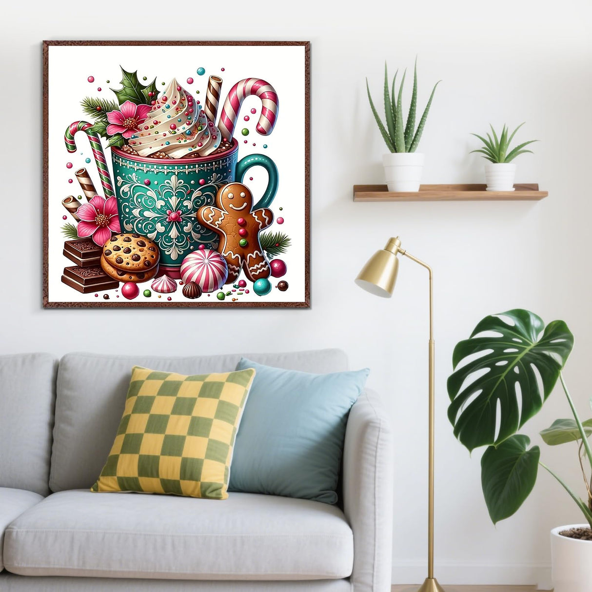 Christmas Gingerbread Cup Diamond Painting Kits for Adults,5D Winter Diamond Art Kits for Adults Beginners,DIY Full Round Drill Diamond Dot Painting Gem Art Kits for Adult,Home Wall Decor 13.8x13.8 In LKHMVCA