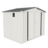 Vigo huseeo 8x5.7x6FT Storage Shed, Outdoor Galvanized Steel Garden Shed with Lockable Door & Window, Waterproof Metal Tool Storage for Garden, Backyard, Patio, Lawn Vigo huseeo