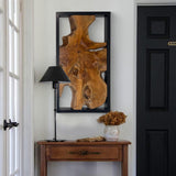 Warmaxx Teak Wood Rectangle Wall Art Decoration 31.6" x 15.8" Farmhouse Live Edge Wall Art Rustic Décor for Home Living Room Bedroom Office Handcrafted Wooden Flower Design Warmaxx