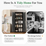 Crownland 63" Metal Storage Cabinet, Lockable Garage Storage Cabinets, High Office Cabinet with Adjustable Shelves for Garage, Home Office, Pantry, File(Black) Crownland