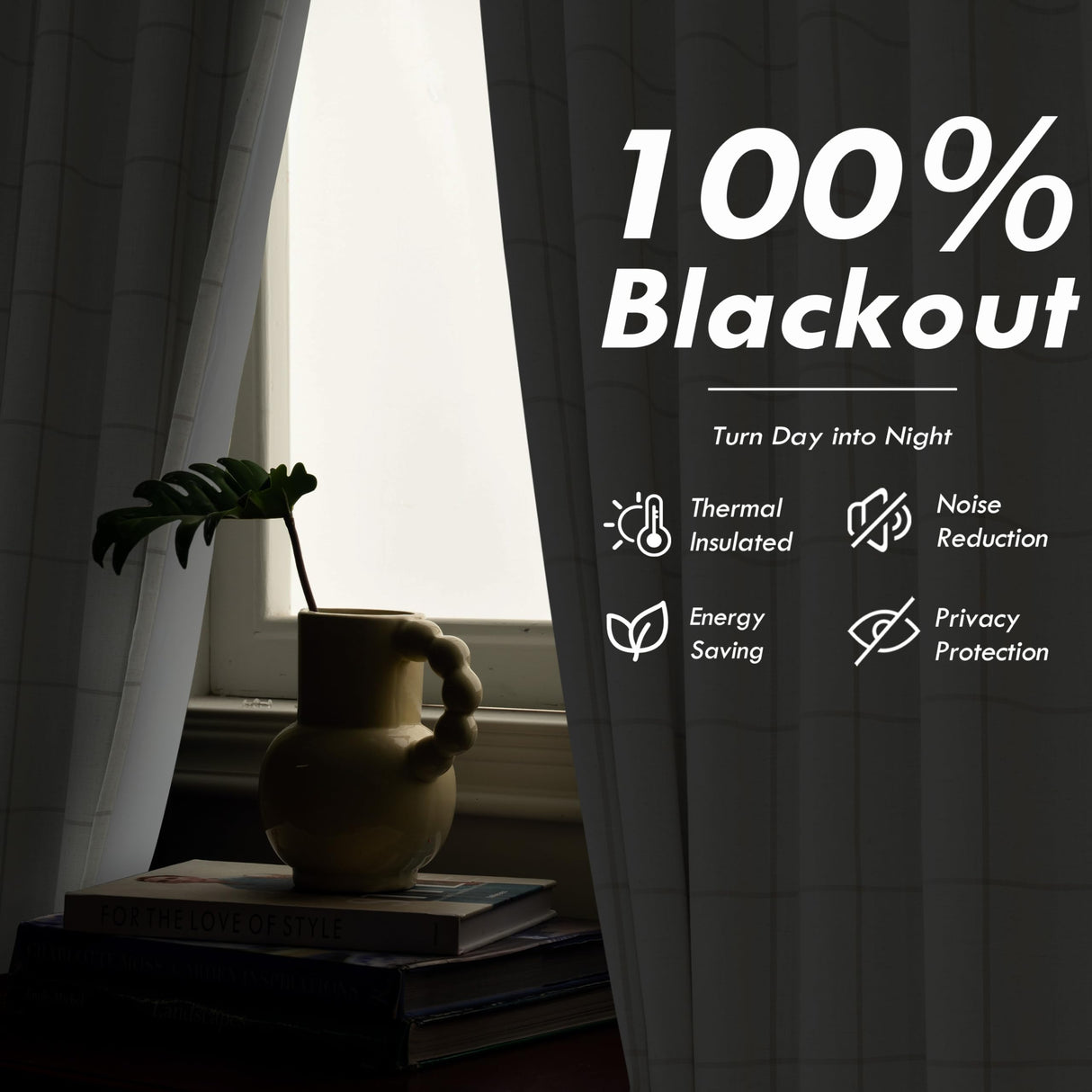 DriftAway 2 Panels 100% Blackout Windowpane Plaid Linen Curtains Double Layer Drapes for Bedroom 84 Inches Long Farmhouse Thermal Insulated 3.25 Inch Rod Pocket Back Tab for Living Room Taupe DriftAway