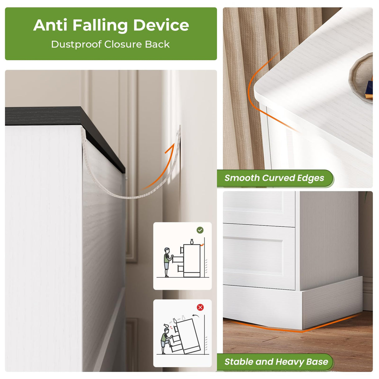 Hasuit Bedroom Dresser with 9 Drawers, 51.2‘’ Long Dresser TV Stand with Charging Station, Farmhouse Dresser Chest of Drawers, Large Wood Storage Organizer Dresser for Bedroom Living Room, White/Black Hasuit