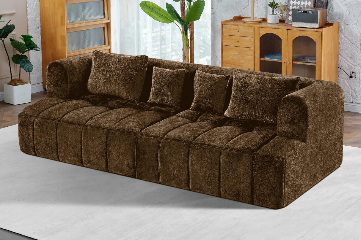 HABUTWAY 103" Modular Cloud Sectional Couch, Modern Modular Sofa Couch with Deep Seats Supportive Cushion Wide Armrests and Pillows for Living Room, Bedroom and Apartment, No Asseembly Required, Brown HABUTWAY