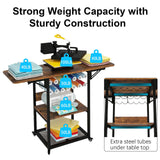 PUNCIA 3 Tier Movable Heat Press Table with Vinyl Roll Holder, Heat Transfer Stand with Folding Shelf,Heavy Duty Rolling Workbench for DIY Sublimation Transfer Machine,Heat Press Cart,Craft Table PUNCIA