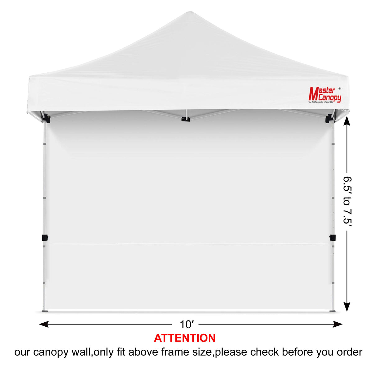 MASTERCANOPY Instant Canopy Tent Sidewall for 10x10 Pop Up Canopy, 1 Piece, White MASTERCANOPY