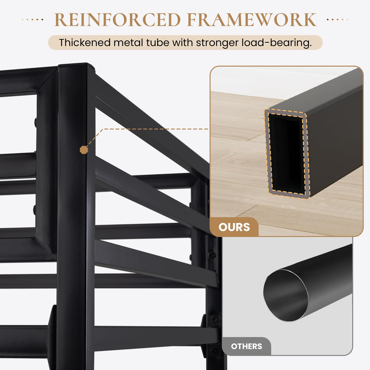 Heavy Duty SHA CERLIN Junior Loft Bed Twin Size with Full-Length Guardrail & Removable Stairs, Space-Saving Design, Noise-Free, Black SHA CERLIN