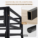 Heavy Duty SHA CERLIN Junior Loft Bed Twin Size with Full-Length Guardrail & Removable Stairs, Space-Saving Design, Noise-Free, Black SHA CERLIN